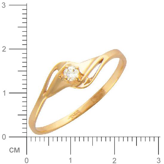Кольцо с 1 бриллиантом из красного золота  (арт. 300241)