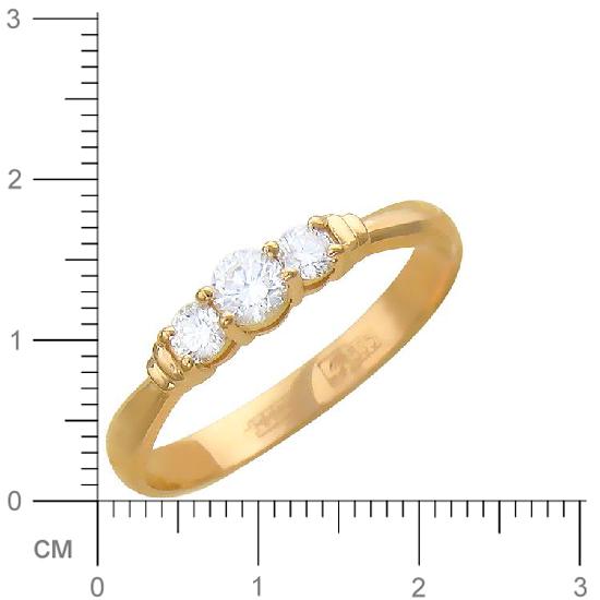Кольцо с 3 бриллиантами из красного золота  (арт. 300273)