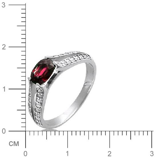 Кольцо с 48 бриллиантами, 1 рубином из белого золота  (арт. 300311)