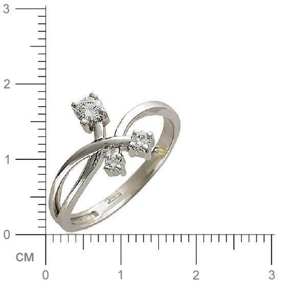 Кольцо с 3 бриллиантами из белого золота  (арт. 300321)