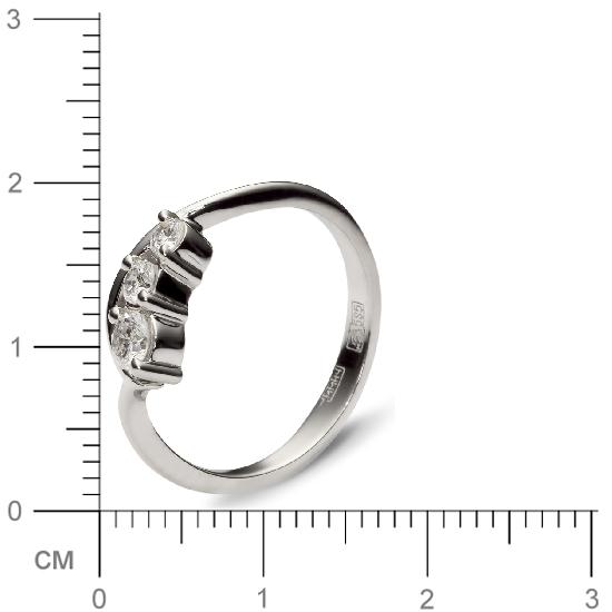 Кольцо с 3 бриллиантами из белого золота  (арт. 300326)