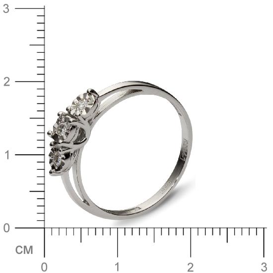 Кольцо с 3 бриллиантами из белого золота  (арт. 300343)