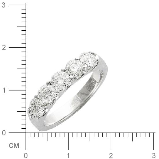 Кольцо с 5 бриллиантами из белого золота  (арт. 300374)
