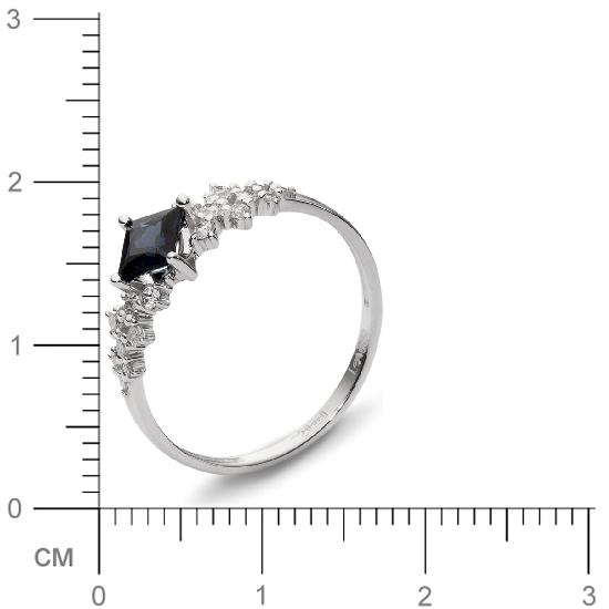 Кольцо с 18 бриллиантами, 1 сапфиром из белого золота (арт. 300381)