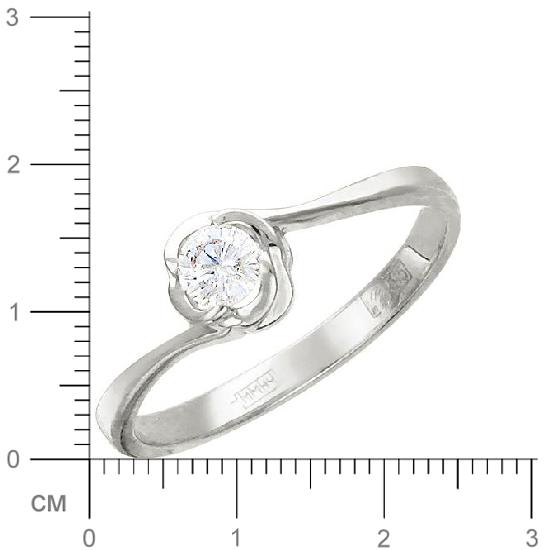 Кольцо с 1 бриллиантом из белого золота  (арт. 300422)