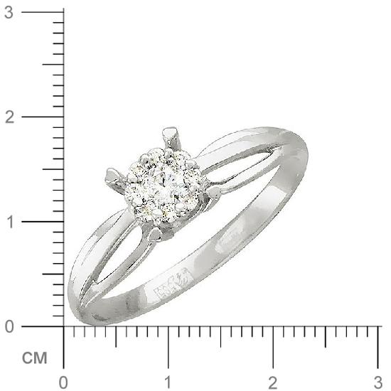 Кольцо с 9 бриллиантами из белого золота  (арт. 300458)