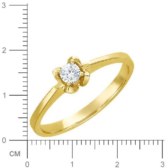 Кольцо с 1 бриллиантом из жёлтого золота  (арт. 300469)
