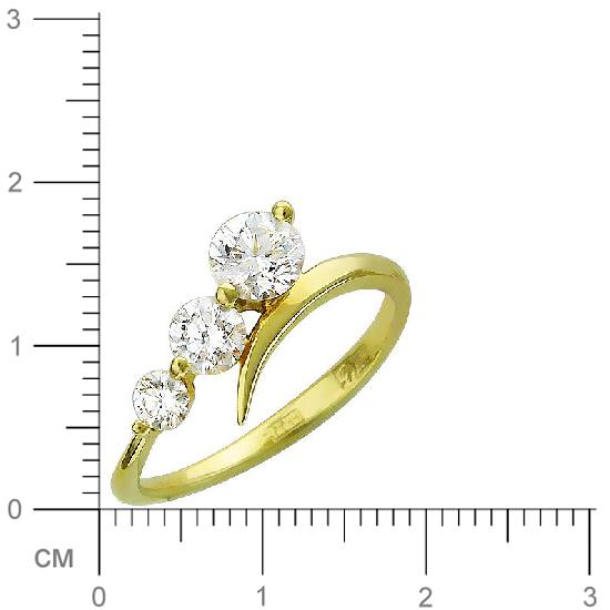 Кольцо с 3 бриллиантами из жёлтого золота 750 пробы (арт. 300489)