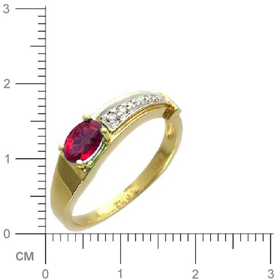 Кольцо с 6 бриллиантами, 1 рубином из жёлтого золота 750 пробы (арт. 300565)