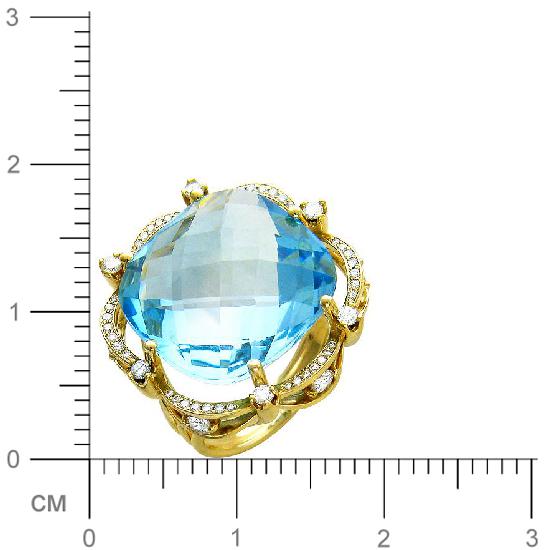 Кольцо с 54 бриллиантами, 1 топазом из жёлтого золота 750 пробы (арт. 300578)