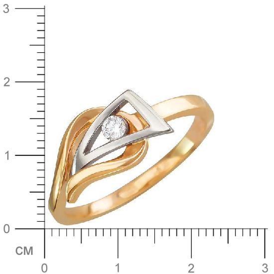 Кольцо с 1 бриллиантом из комбинированного золота  (арт. 300618)