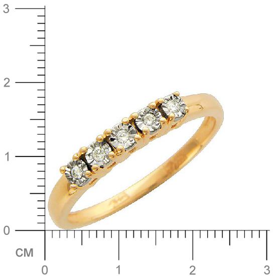 Кольцо с 5 бриллиантами из комбинированного золота (арт. 300672)
