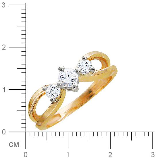 Кольцо с 3 бриллиантами из комбинированного золота (арт. 300680)