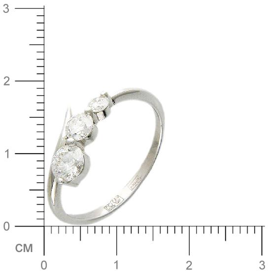 Кольцо с 3 бриллиантами из белого золота 750 пробы (арт. 300704)