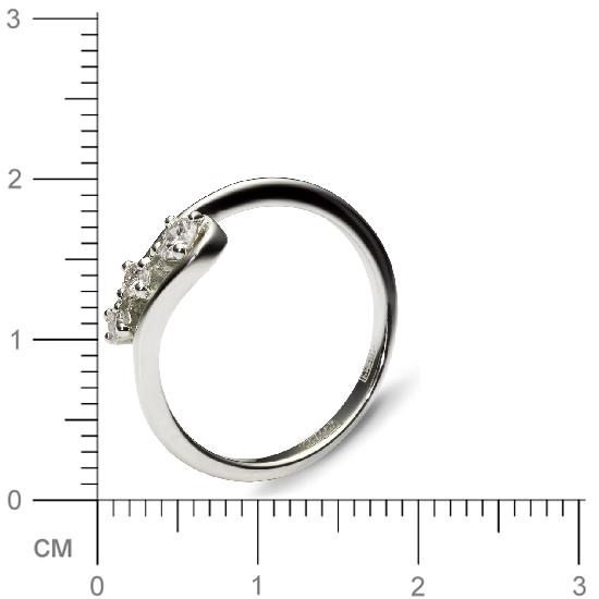 Кольцо с 3 бриллиантами из белого золота 750 пробы (арт. 300766)