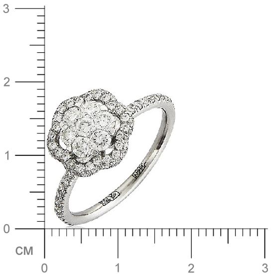 Кольцо Утренний цветок с 51 бриллиантами из белого золота 750 пробы (арт. 300826)