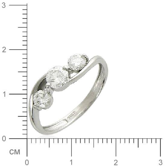 Кольцо с 3 бриллиантами из белого золота 750 пробы (арт. 300842)