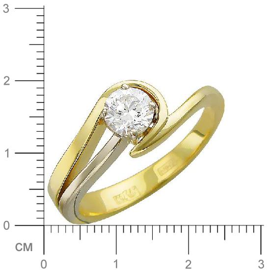 Кольцо с 1 бриллиантом из комбинированного золота 750 пробы (арт. 300887)