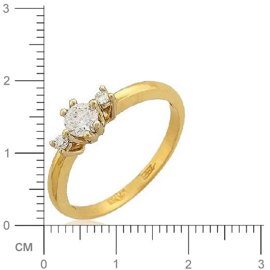 Кольцо с 3 бриллиантами из комбинированного золота 750 пробы (арт. 300892)
