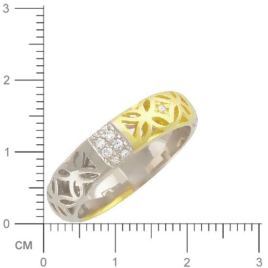 Кольцо с 17 бриллиантами из комбинированного золота 750 пробы (арт. 300907)