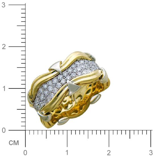 Кольцо с 108 бриллиантами из жёлтого золота 750 пробы (арт. 300946)
