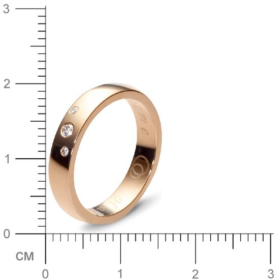Кольцо с 3 бриллиантами из красного золота (арт. 301106)