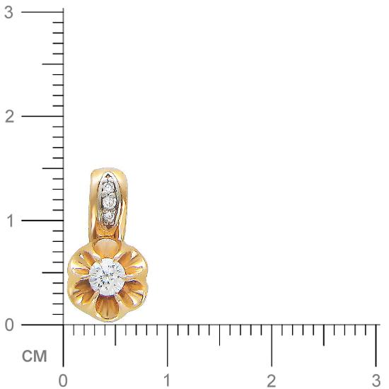 Подвеска Цветок с 4 бриллиантами из комбинированного золота  (арт. 301332)