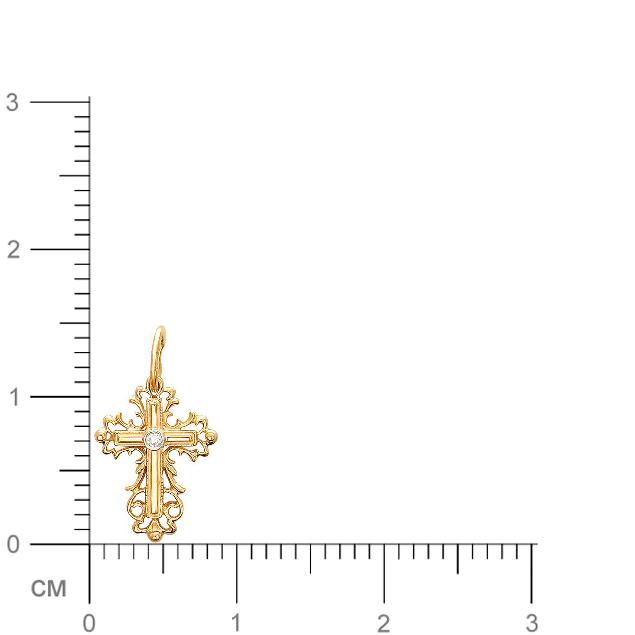Крестик с 1 бриллиантом из красного золота  (арт. 301402)
