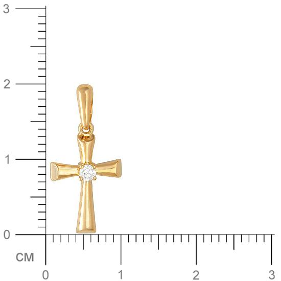 Крестик с 1 бриллиантом из красного золота  (арт. 301404)