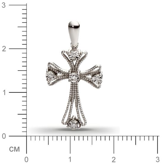 Крестик с 5 бриллиантами из белого золота  (арт. 301407)