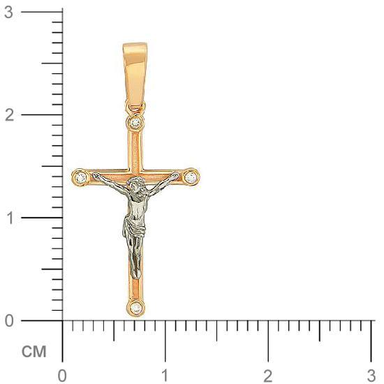 Крестик с 4 бриллиантами из комбинированного золота  (арт. 301419)