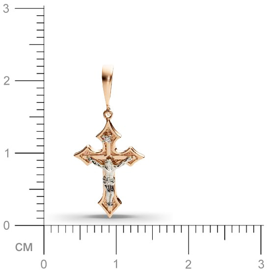 Крестик с 1 бриллиантом из комбинированного золота  (арт. 301420)