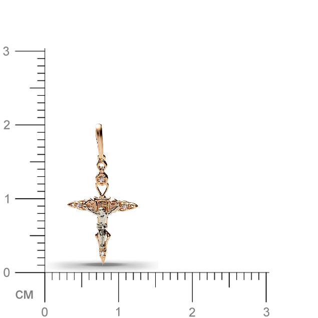 Крестик с 4 бриллиантами из комбинированного золота (арт. 301425)