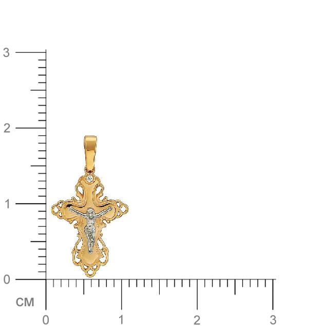 Крестик с 1 бриллиантом из комбинированного золота  (арт. 301426)