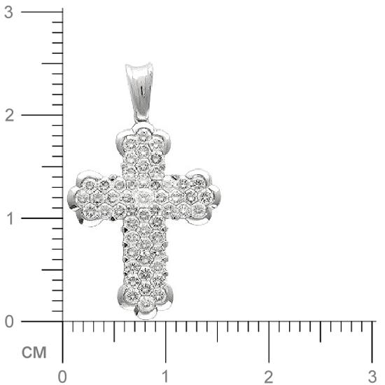Крестик с 54 бриллиантами из белого золота 750 пробы (арт. 301434)