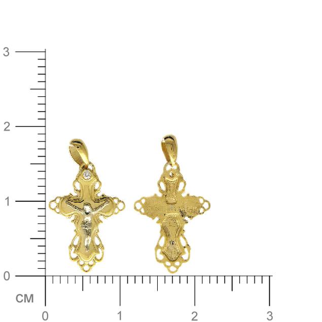 Крестик с 1 бриллиантом из комбинированного золота 750 пробы (арт. 301442)