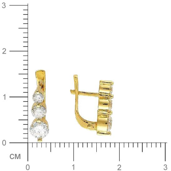 Серьги с 6 бриллиантами из жёлтого золота 750 пробы (арт. 301791)