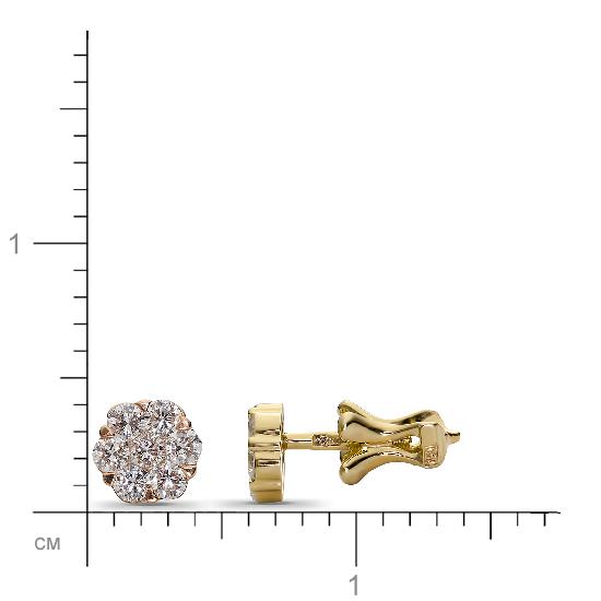 Серьги с 14 бриллиантами из жёлтого золота 750 пробы (арт. 301798)