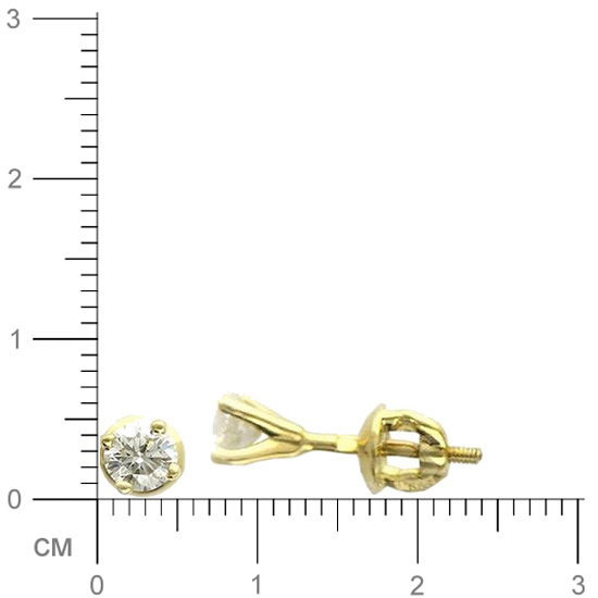 Серьги с 2 бриллиантами из жёлтого золота 750 пробы (арт. 301831)