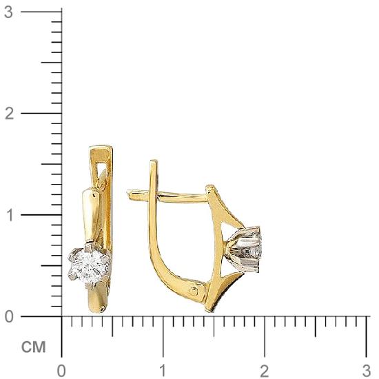 Серьги с 2 бриллиантами из комбинированного золота 750 пробы (арт. 302093)