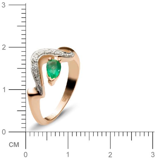 Кольцо с 7 бриллиантами, изумрудом из красного золота  (арт. 302252)