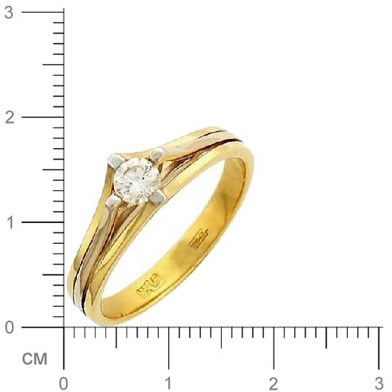 Яркое кольцо с 1 бриллиантом из комбинированного золота  (арт. 302381)