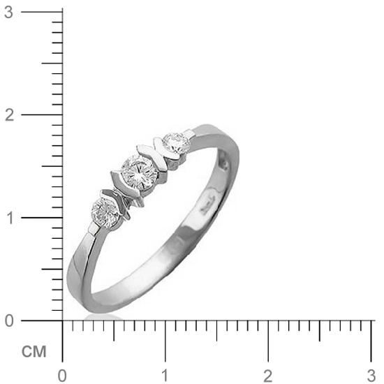 Кольцо с 3 бриллиантами из белого золота 750 пробы (арт. 302407)