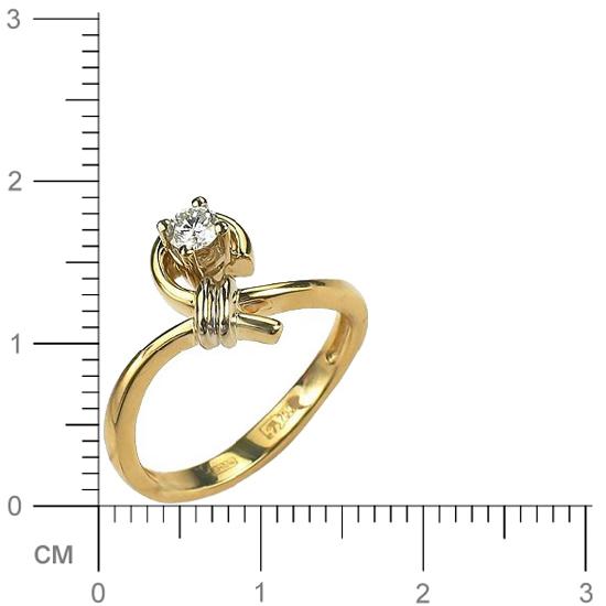 Кольцо с 1 бриллиантом из комбинированного золота 750 пробы (арт. 302453)
