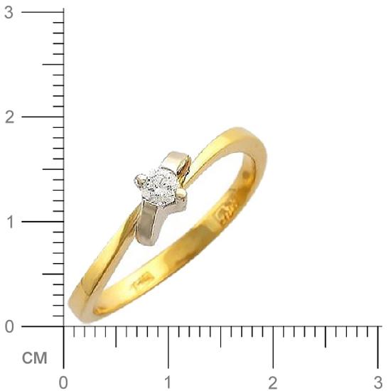 Кольцо с 1 бриллиантом из комбинированного золота 750 пробы (арт. 302458)