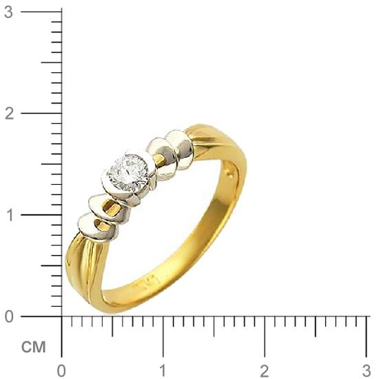 Кольцо с 1 бриллиантом из комбинированного золота 750 пробы (арт. 302469)