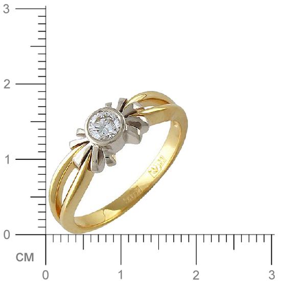 Кольцо с 1 бриллиантом из комбинированного золота 750 пробы (арт. 302472)