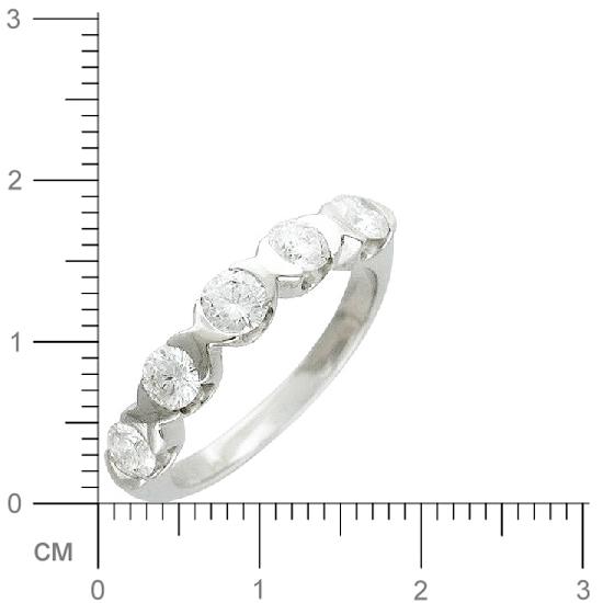 Кольцо с 5 бриллиантами из белого золота 750 пробы (арт. 303449)