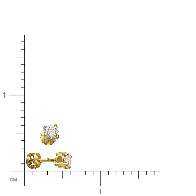 Серьги с 2 бриллиантами из жёлтого золота 750 пробы (арт. 303489)