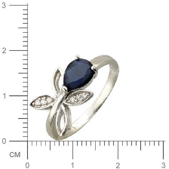 Кольцо Бабочка с сапфиром, фианитами из серебра (арт. 310524)